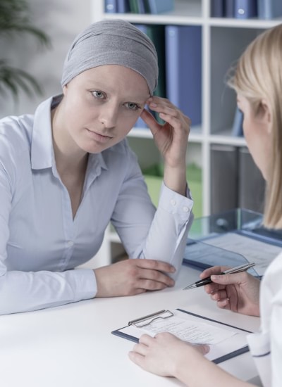 Sick woman worried about her health.